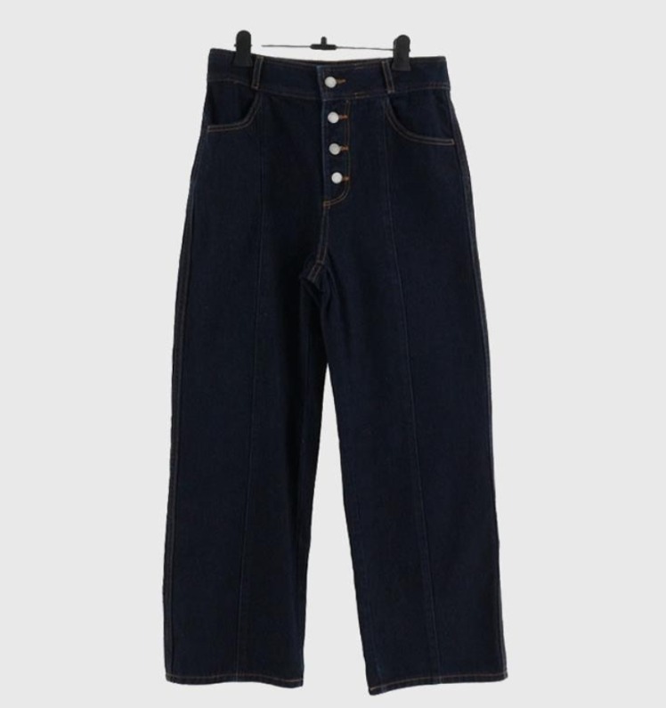 D27 GU버튼 데님 와이드 팬츠M