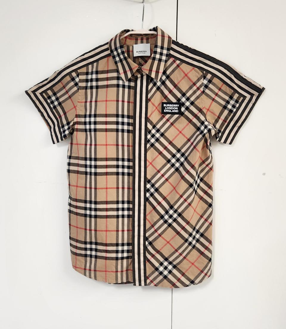 버버리 신형 키즈 체크 반팔 셔츠 10Y
