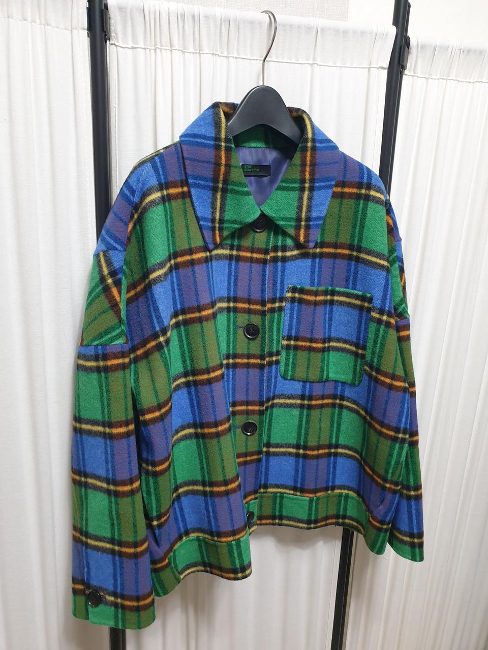 베네통 셔츠형 체크 울 자켓/66