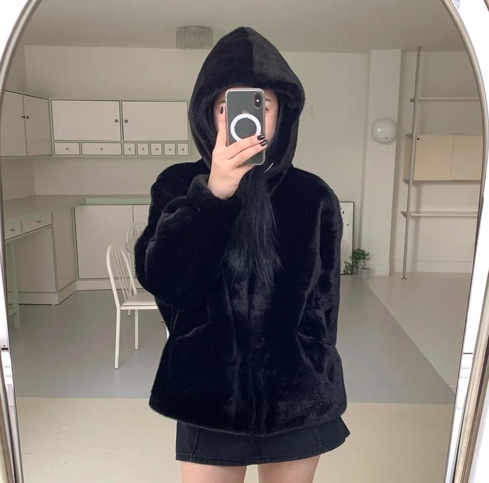 새상품)빅사이즈밍크후드집업