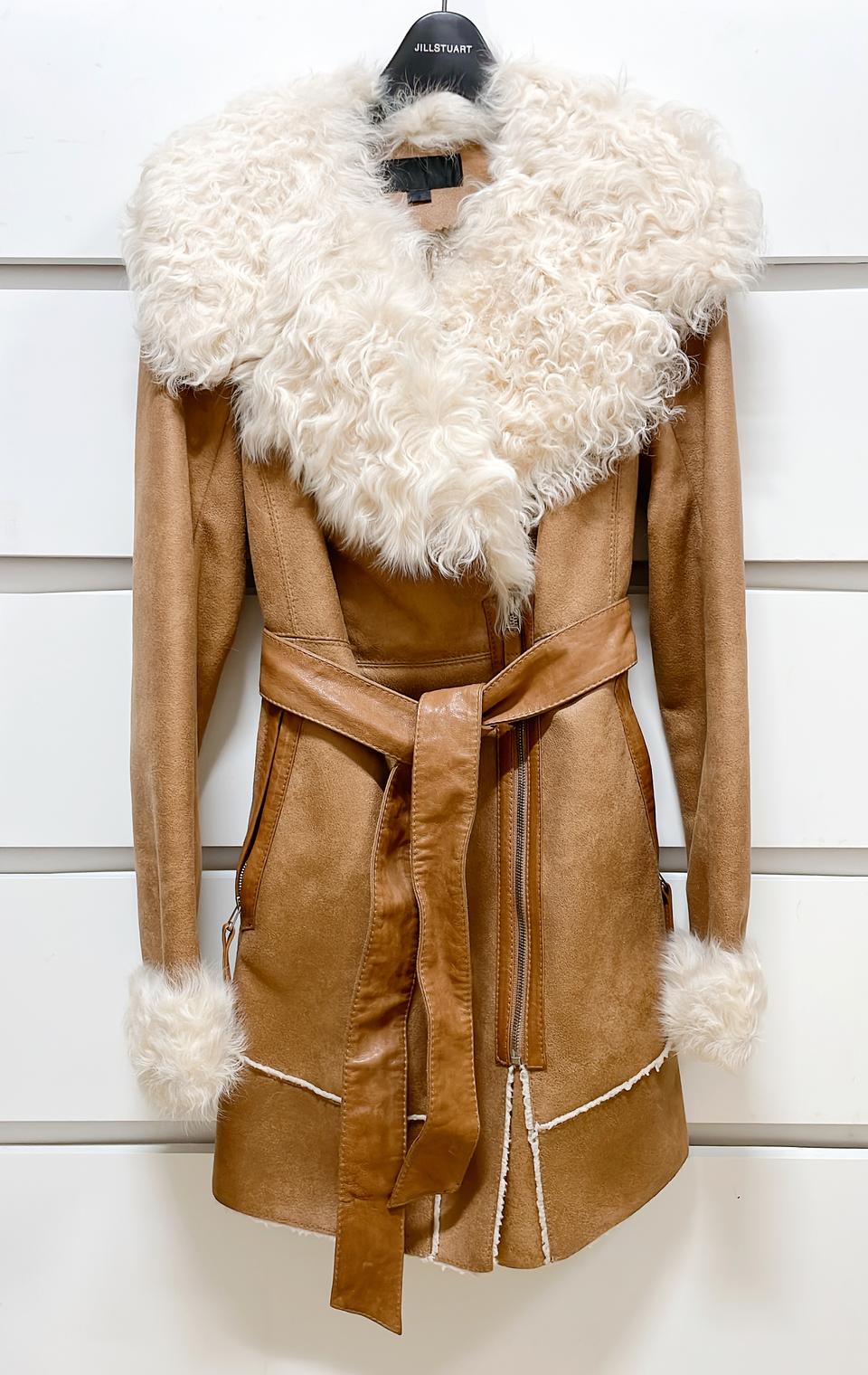 [새상품] JILLSTUART 질스튜어트 양털 퍼 칼라 카멜 무스탕 코트