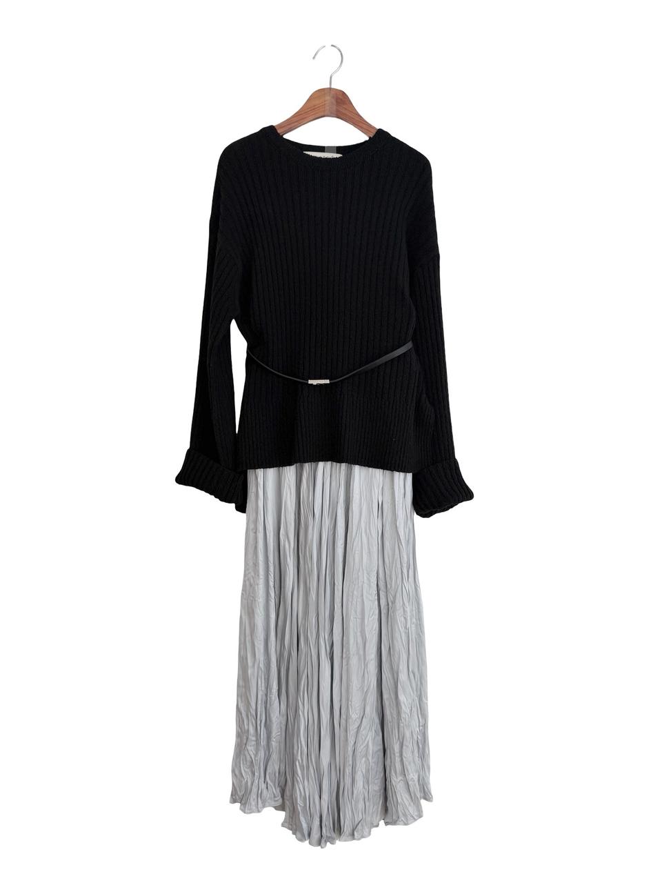 교신안함)링클 밴딩 맥시 스커트