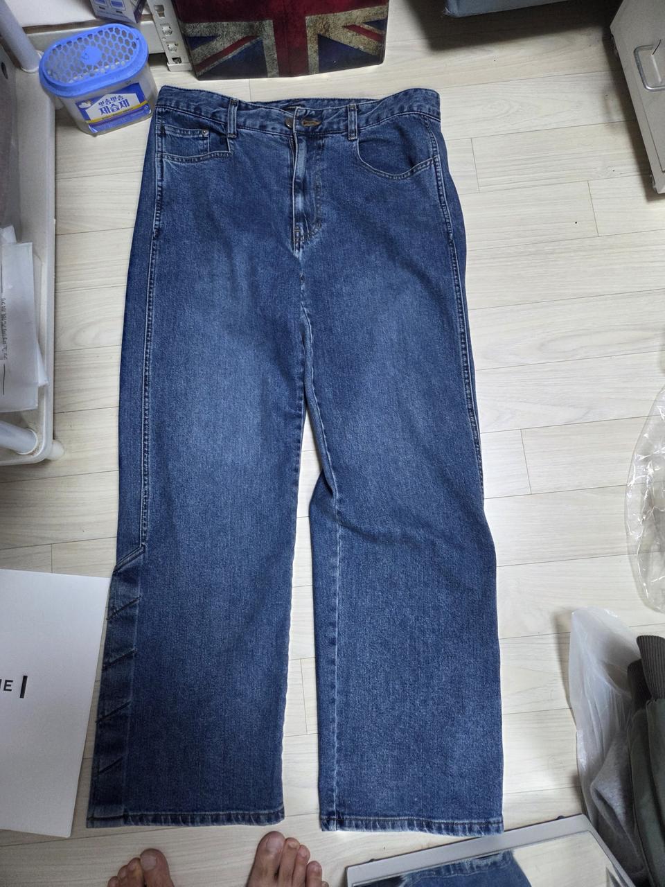 시스템옴므 정품 중청 와이드 핏 밑단 똑딱이 32-34사이즈