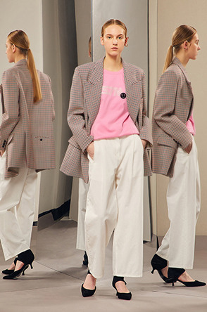 시스템 파리컬렉션 세미오버핏 체크자켓 55사이즈