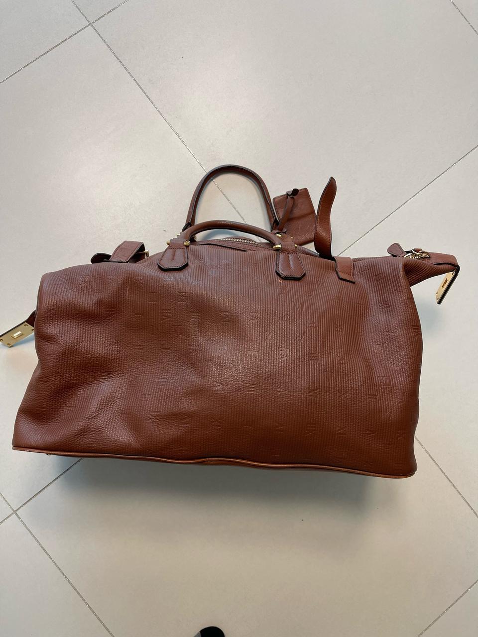 타임(TIME)소가죽 레더 보스턴백 브라운