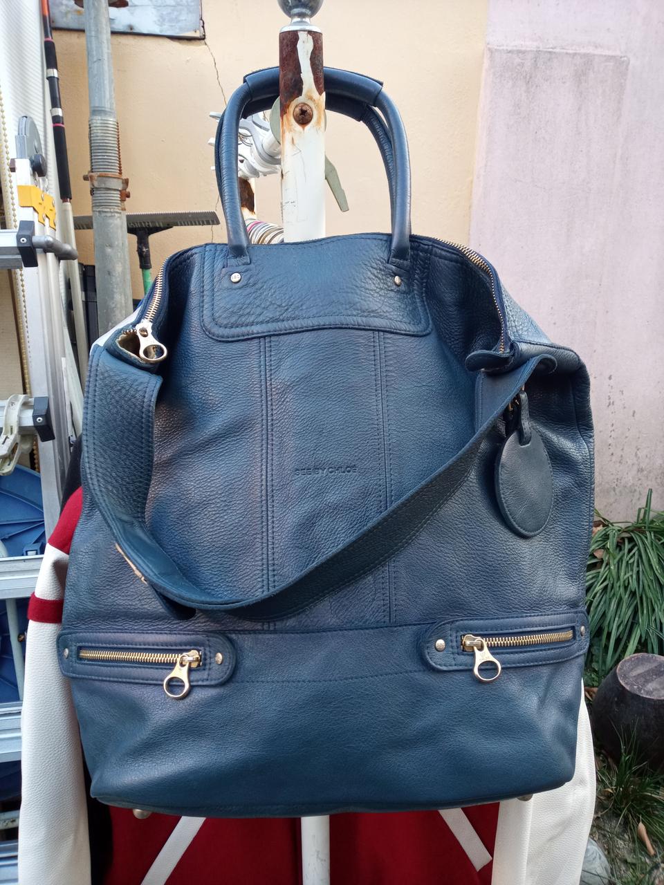 정품 씨바이끌로에 네이비 가죽 토트백 숄드백 상태양호
