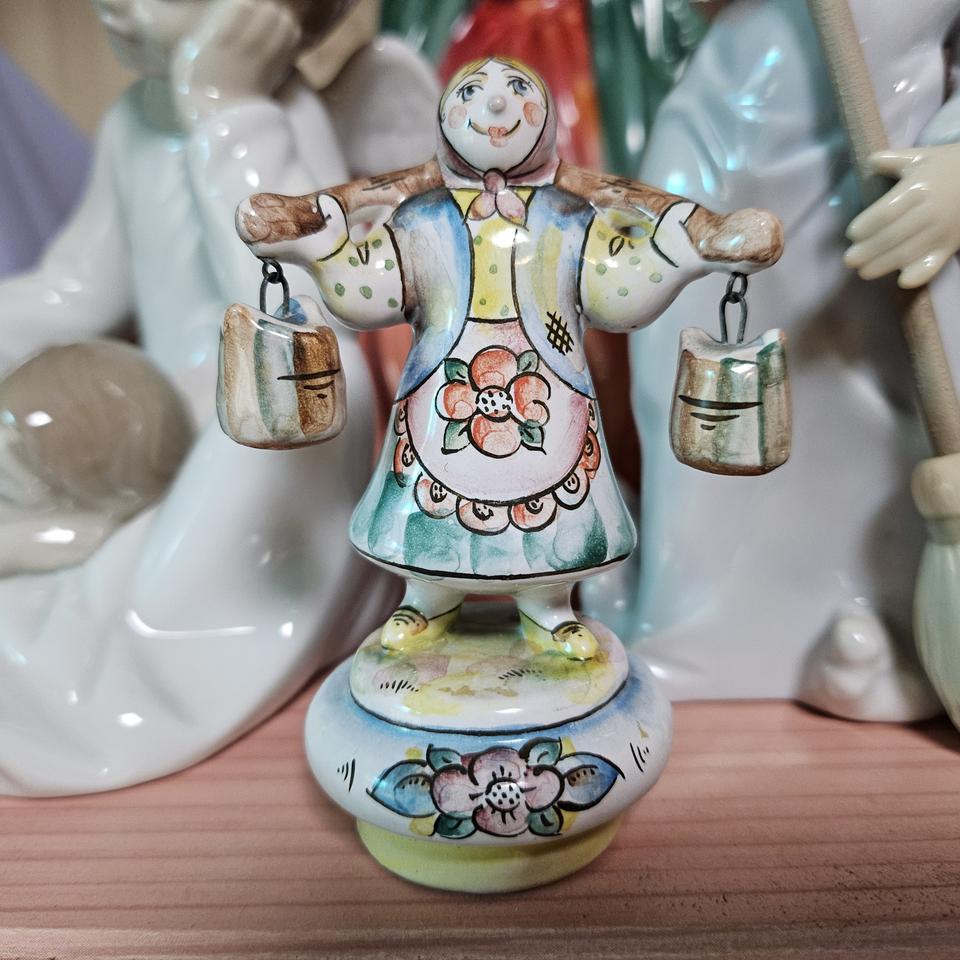 올드 빈티지 러시아 핸드크래프티드 테라코타 미니어처 유광 포쉐린 피겨린.