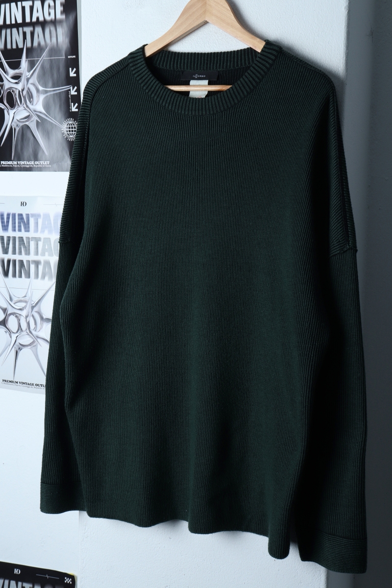 (XL) 일꼬르소 니트 루즈핏 그린 골지 놈코어-173CD