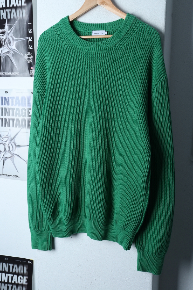 (L-XL) 스테디 에브리웨어 니트 루즈핏 그린 무지 놈코어-173CE