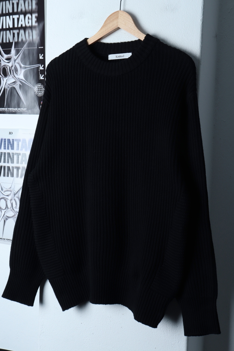 (L-XL) 니티드 니트 블랙 무지 골지 놈코어-173D1