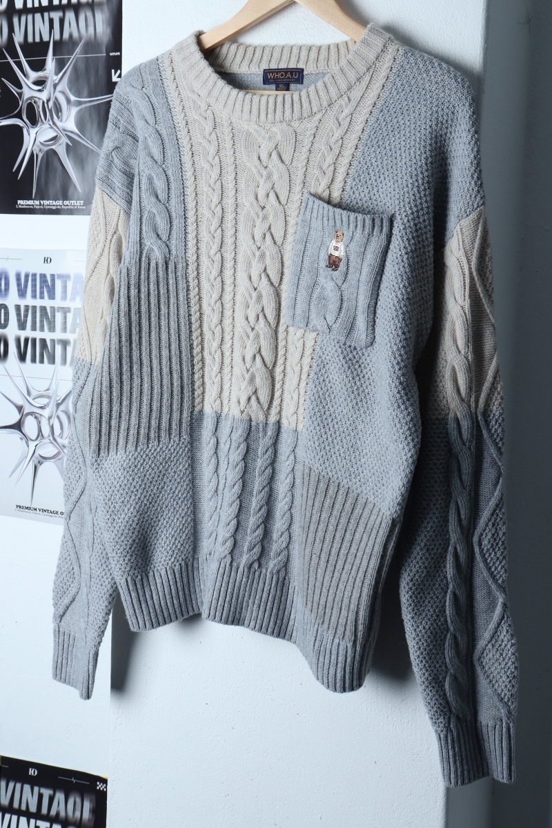 (XL) 후아유 니트 케이블 꽈배기 컬러믹스 키치-173D2