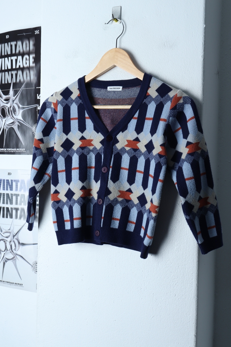 (F) 테일스쿱 니트 가디건 아동 키즈 패턴 네이비-173D7