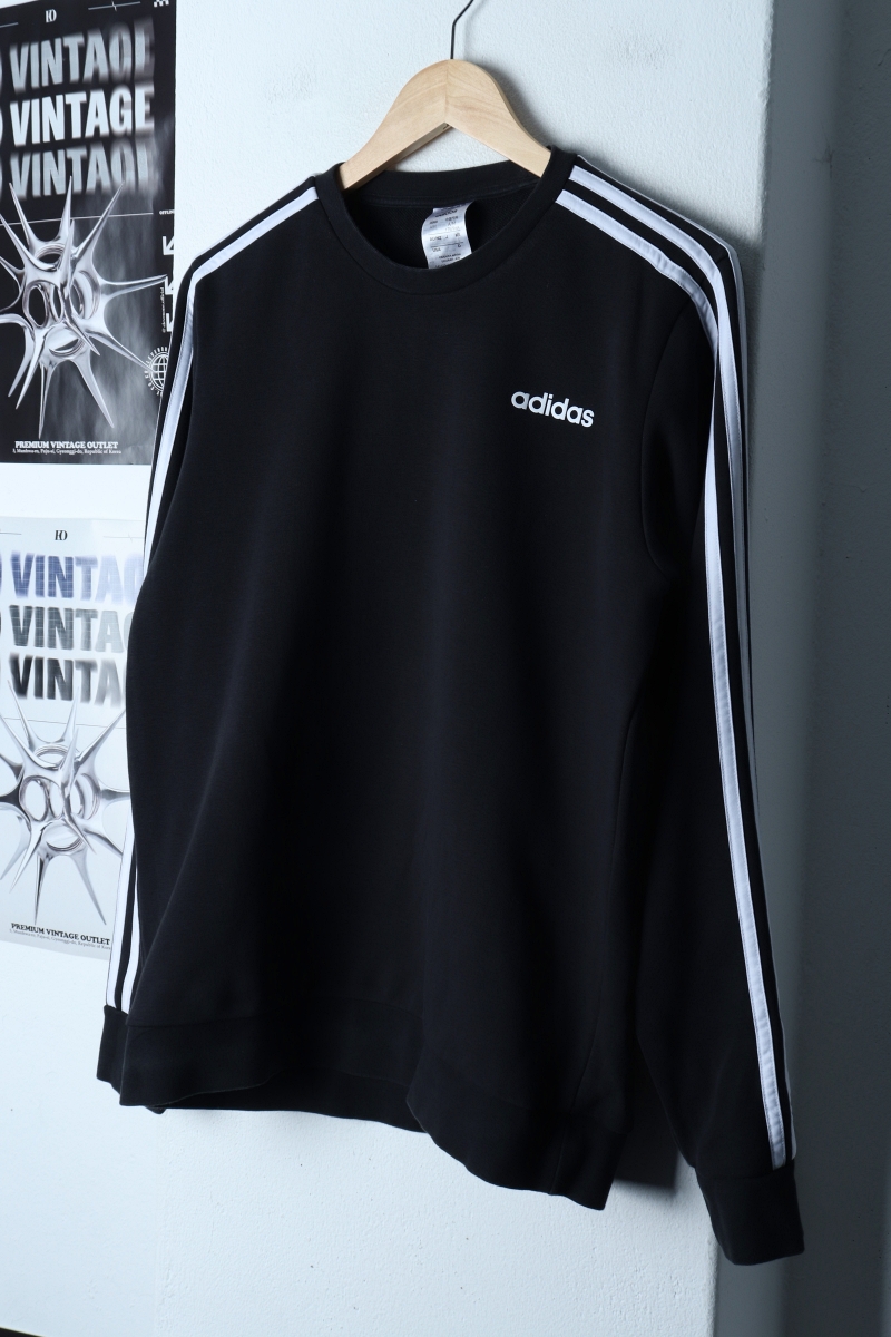 (L) 아디다스 맨투맨 티셔츠 블랙 삼선 올드스쿨-173E6
