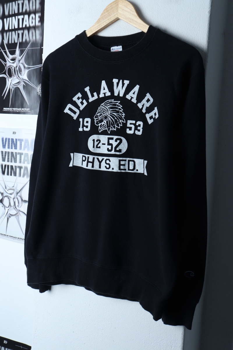 W(L) 챔피온 맨투맨 티셔츠 프린팅 블랙 올드스쿨-173E9