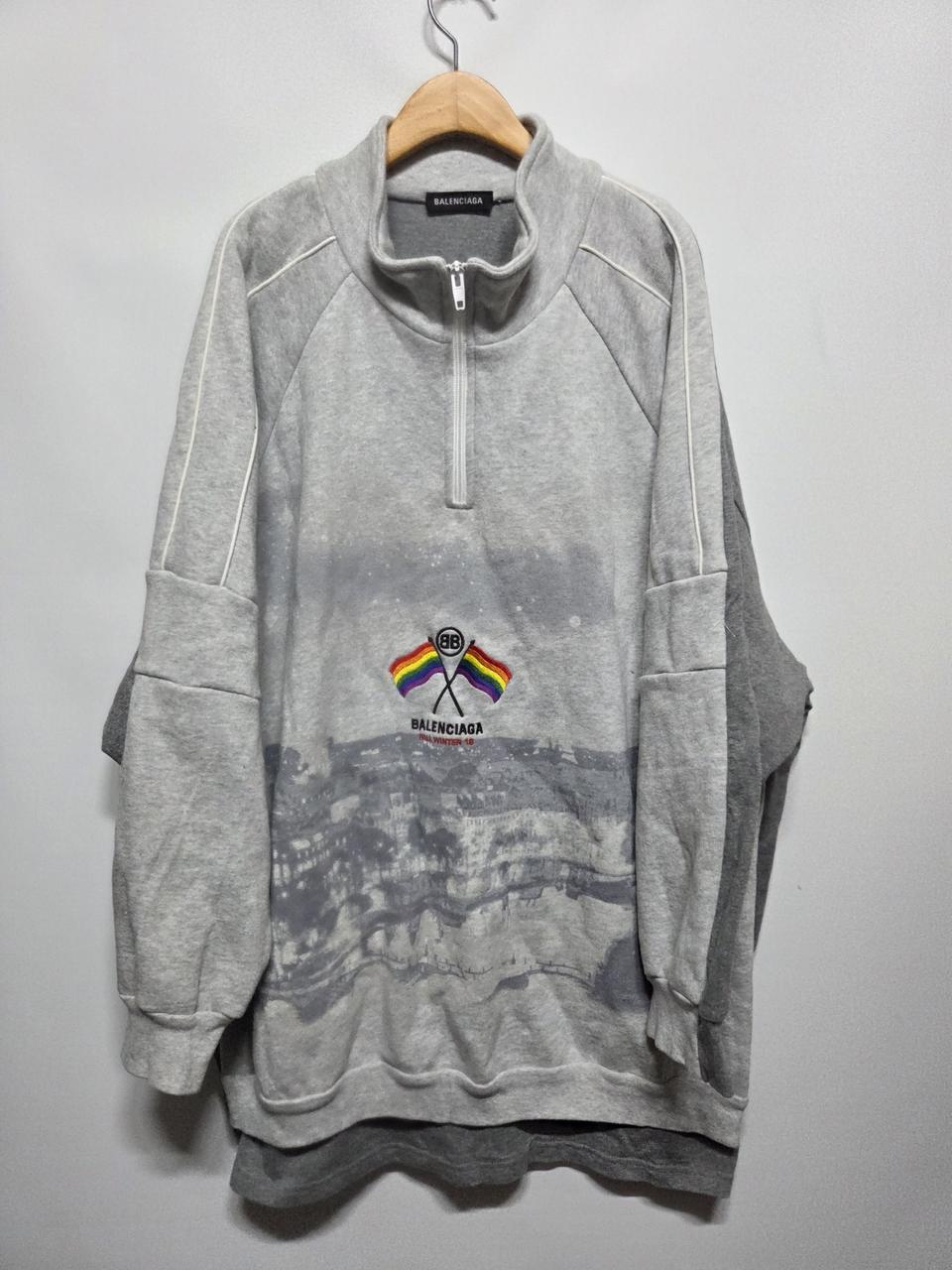 (110) 발렌시아가 레인보우 반집업 맨투맨 긴팔티