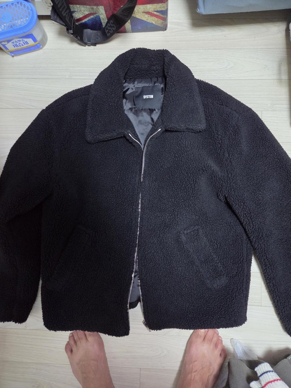 시스템옴므 정품 양털 블랙 두꺼운 집업 100사이즈