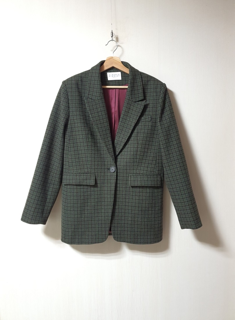 끌로디피에로 체크 울  자켓 38 사이즈 정품 