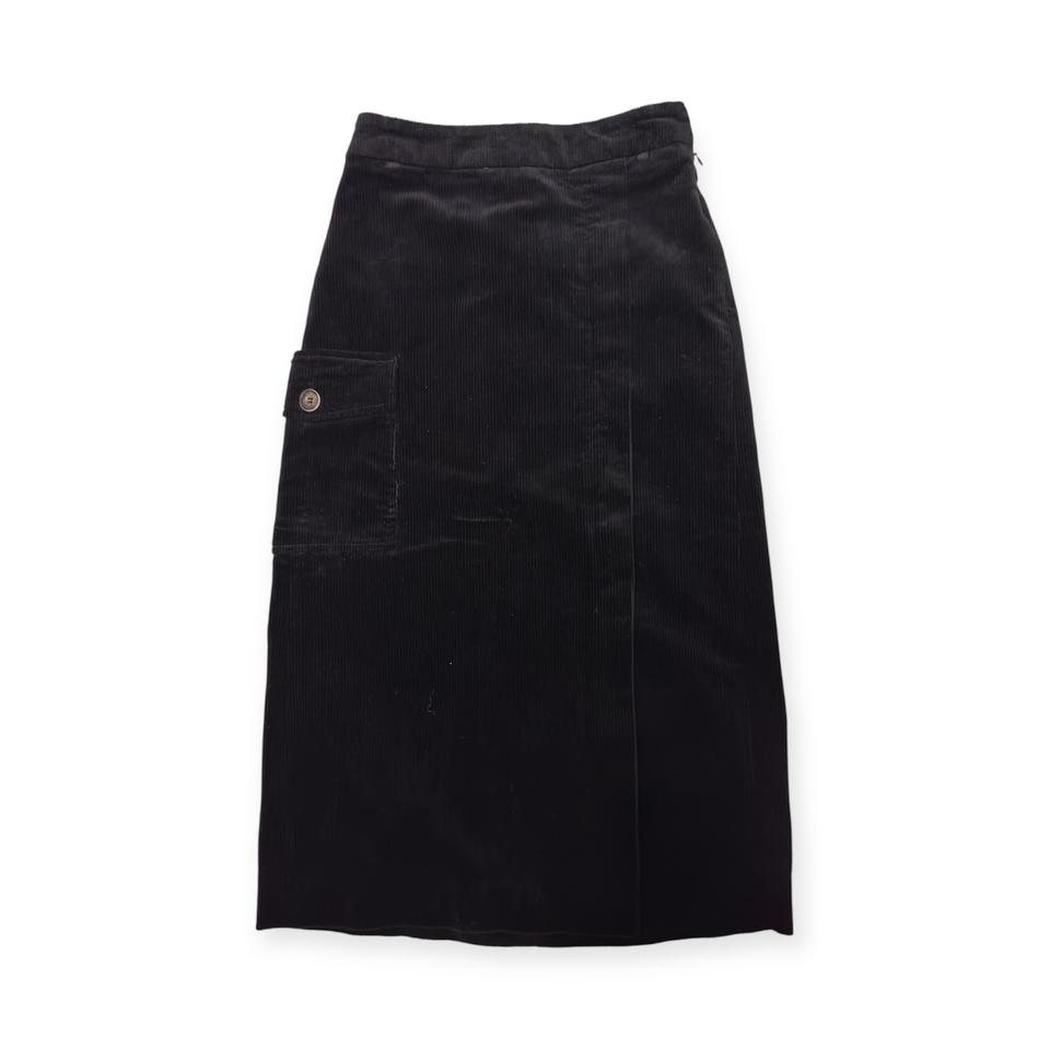 오아마루 블랙 코듀로이 카고 롱 스커트