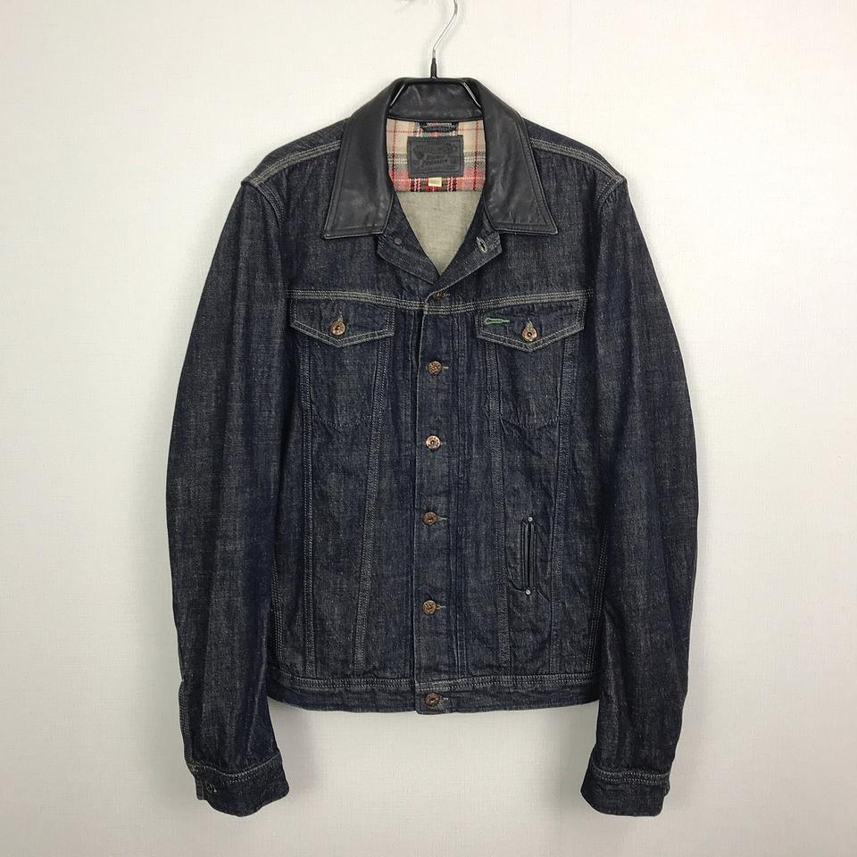 디젤 가죽 데님 트러커 자켓 남성XL