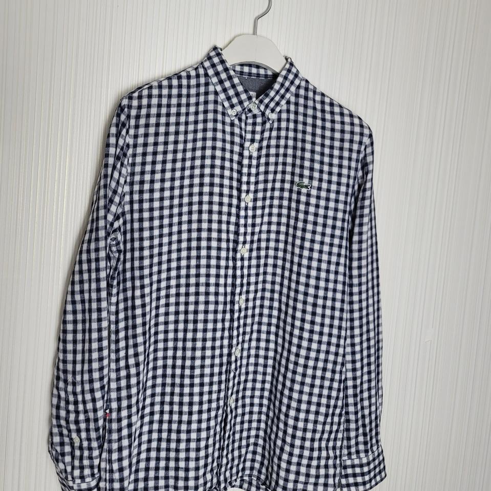 95_라코스테 린넨 체크남방 네이비