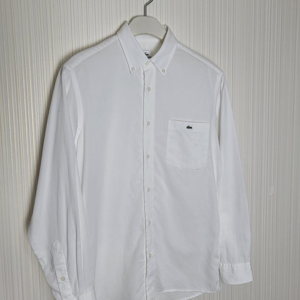 95_라코스테 셔츠 화이트 코튼 엠보