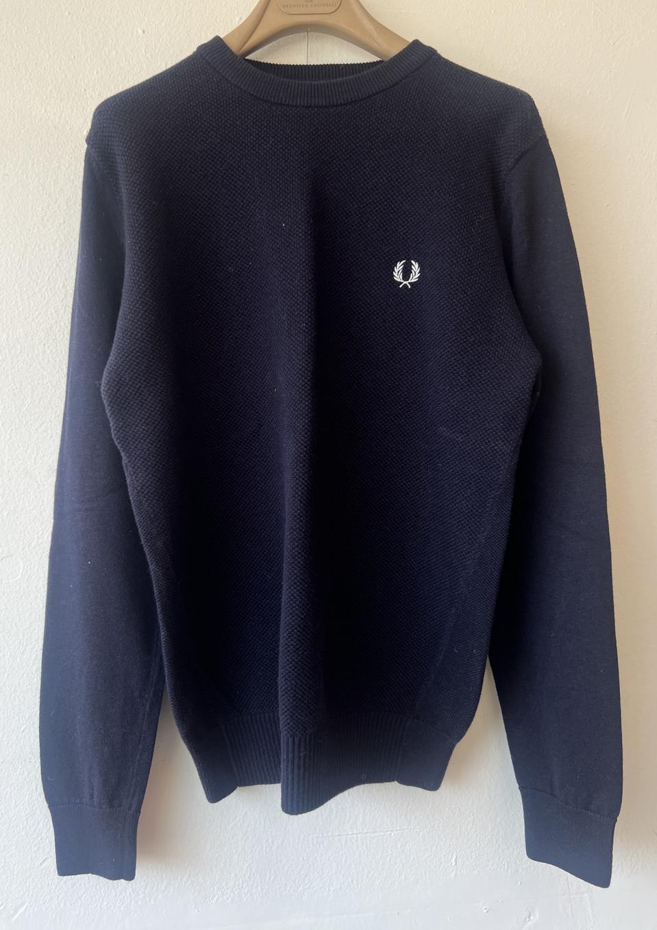 프레드페리 남성 네이비 라운드 울니트