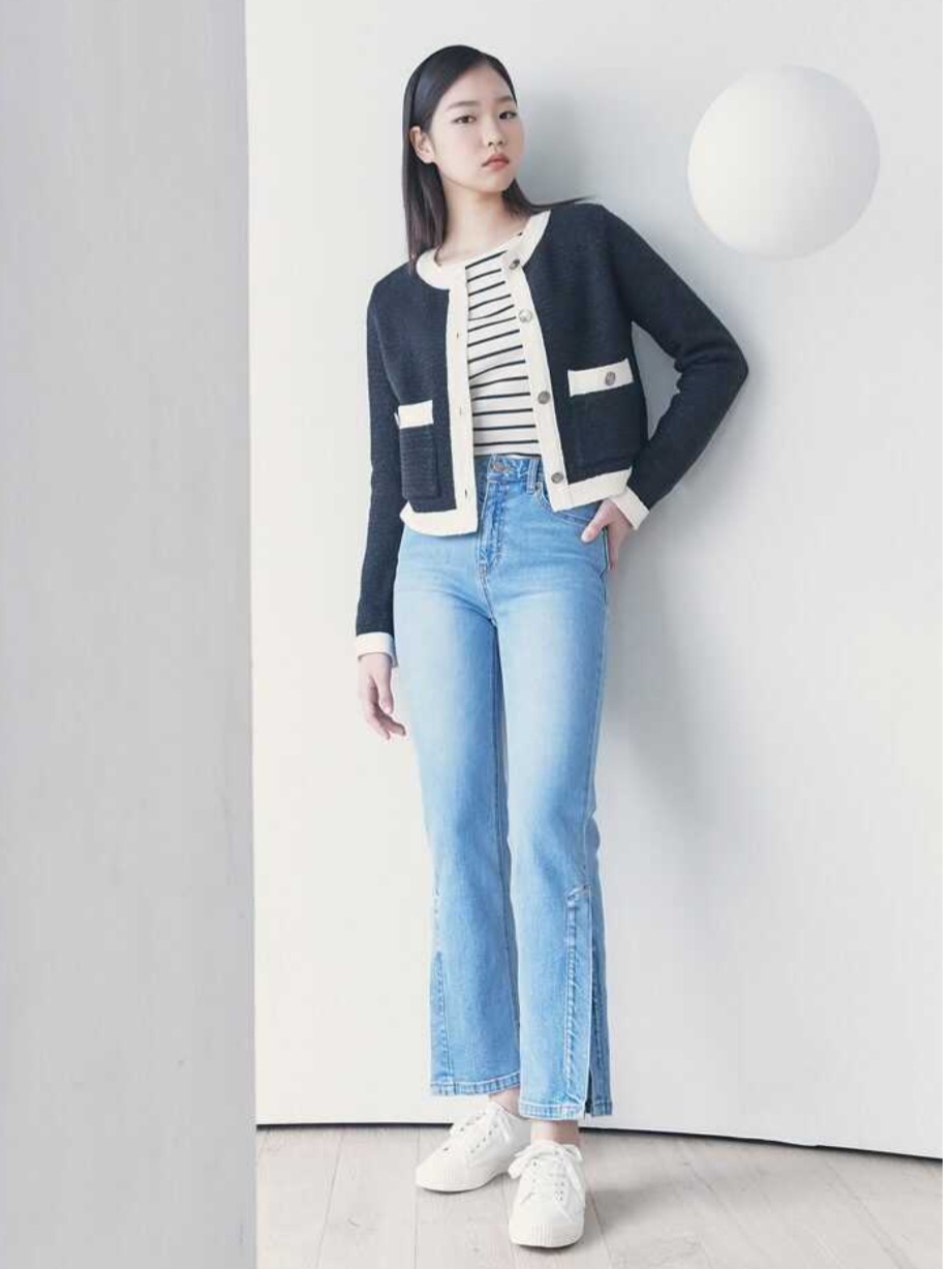 구호플러스 사이드슬릿 스트레이트 데님팬츠 1사이즈