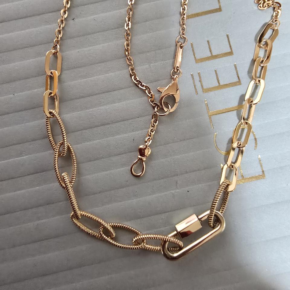 18k핑크골드 클립 언발란스 목걸이