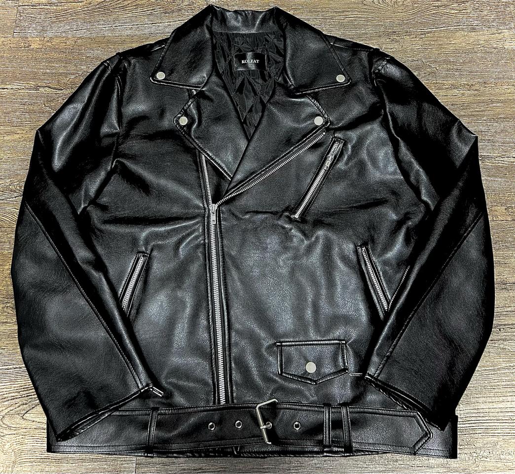 콜릿 오버핏 마일드레더 라이더자켓 [벨트탈부착]