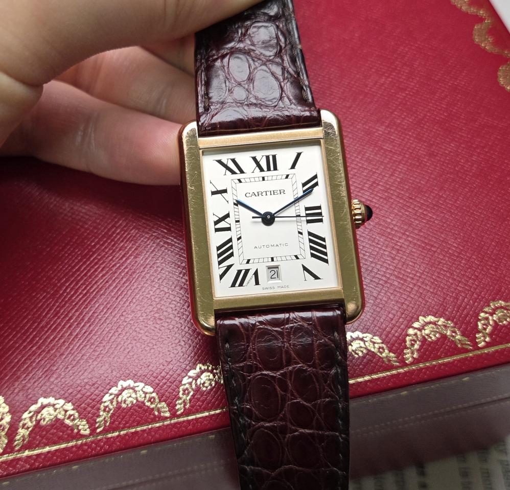 레어] 까르띠에 탱크솔로 XL Ref.3799 18k 올금통 로만 블루핸