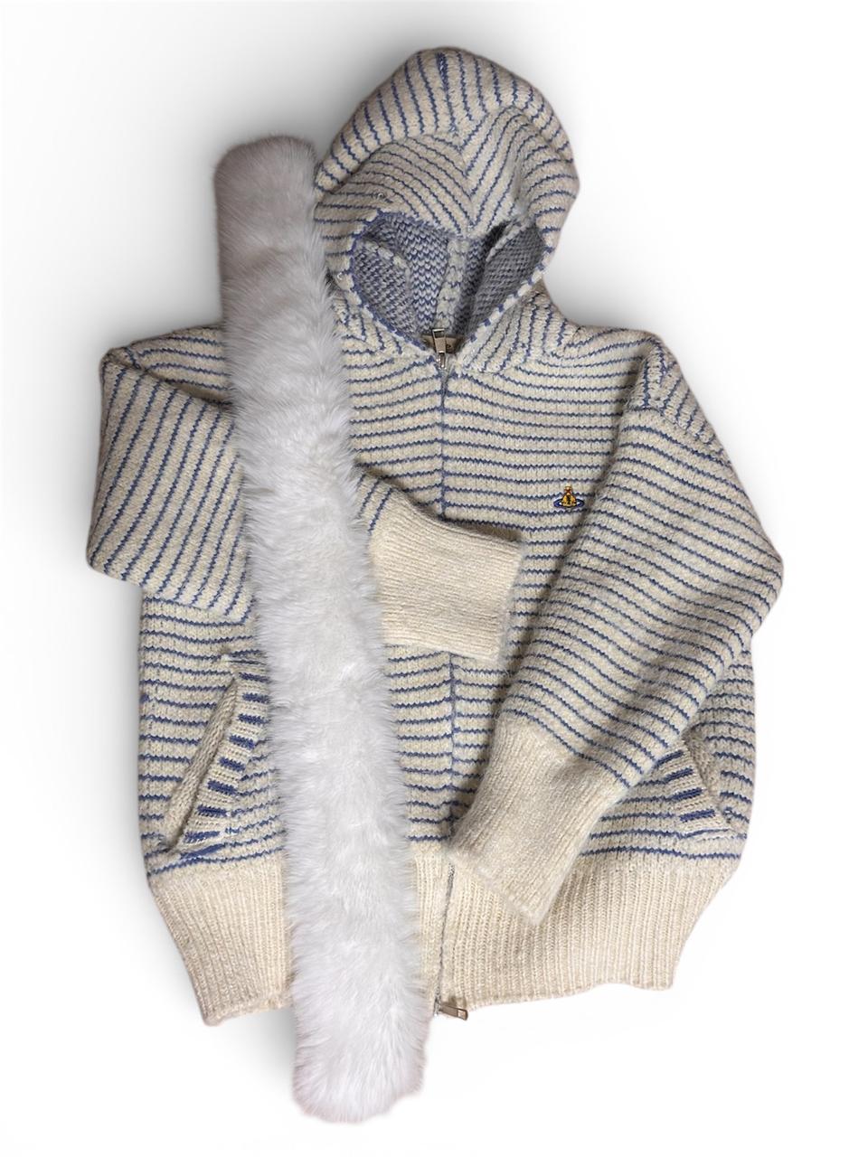 비비안 웨스트우드 스타일 스트라이프 니트 후드집업