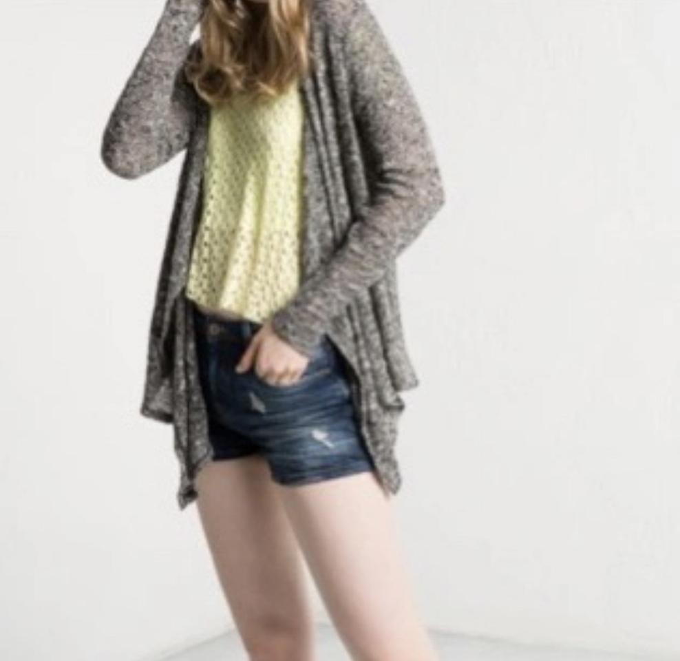 Bershka 루즈핏 니트 롱 가디건 그레이