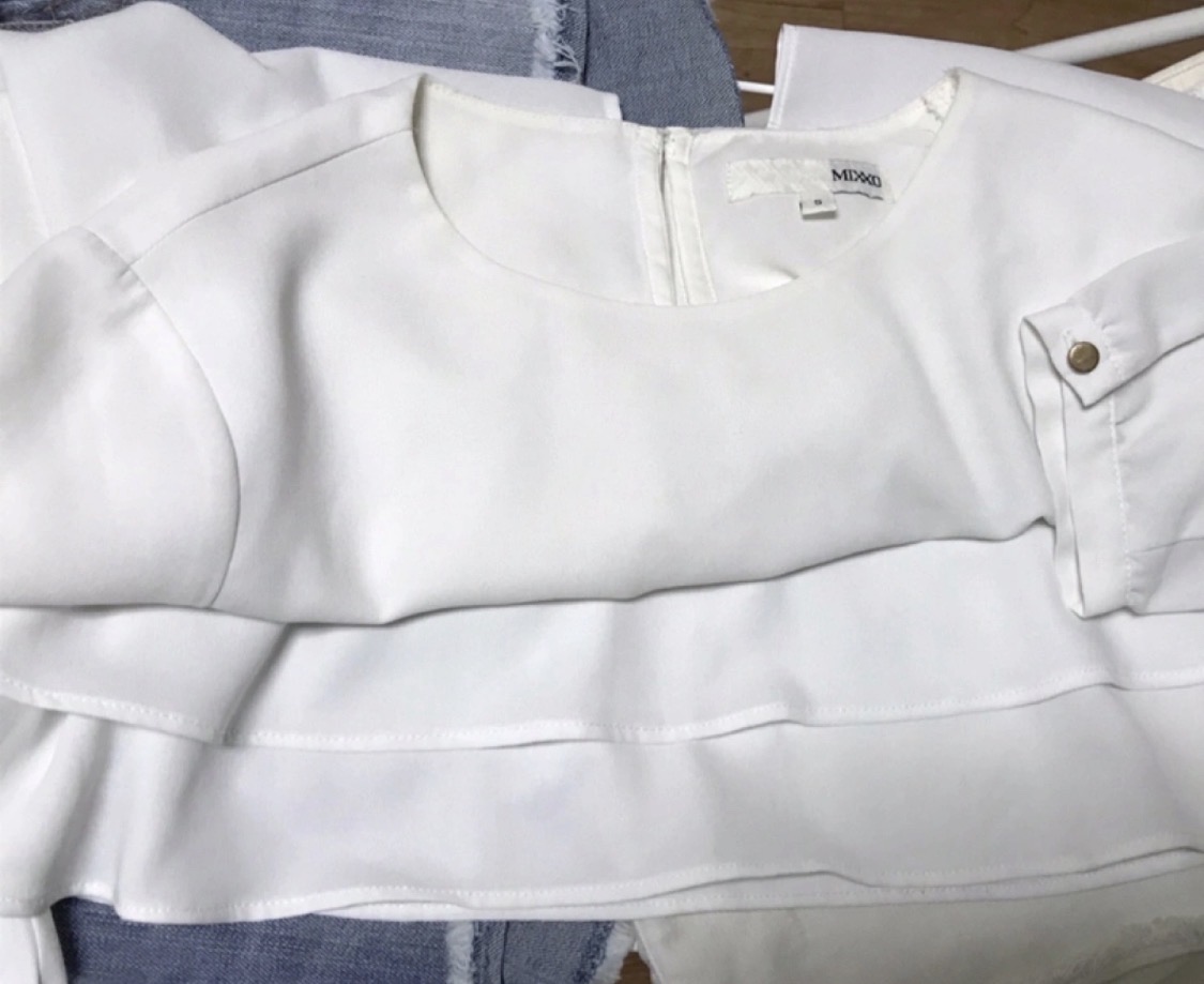 MIXXO 화이트 레이어드 블라우스 S