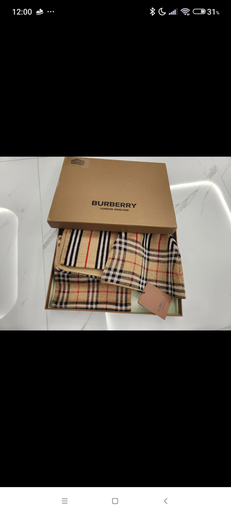 버버리 캐시미어 머플러와 비니 세트ㅡ미사용