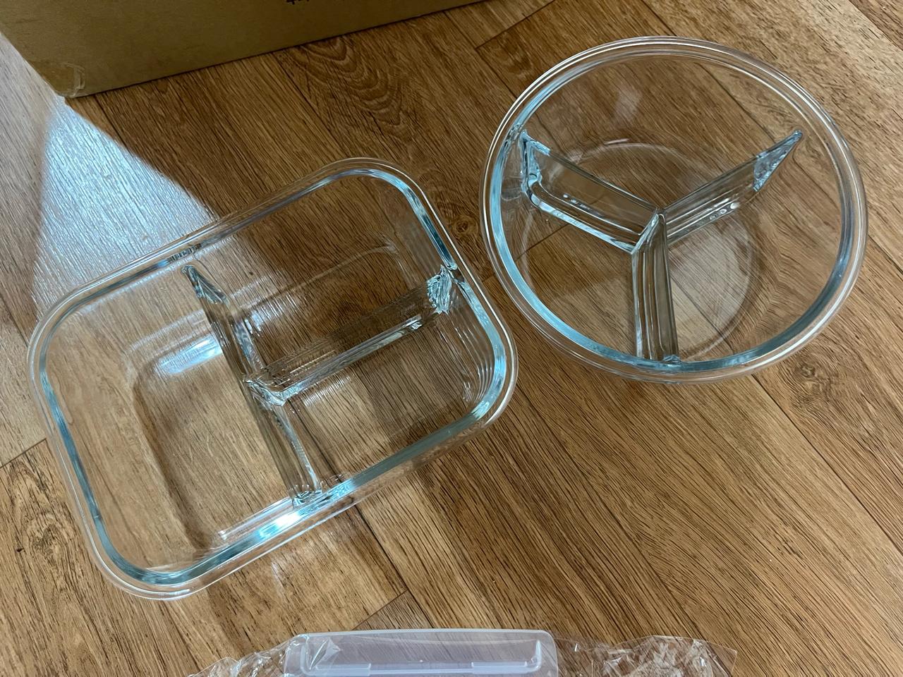 미사용 새것! 이고웰 3단 나눔 유리 반찬통