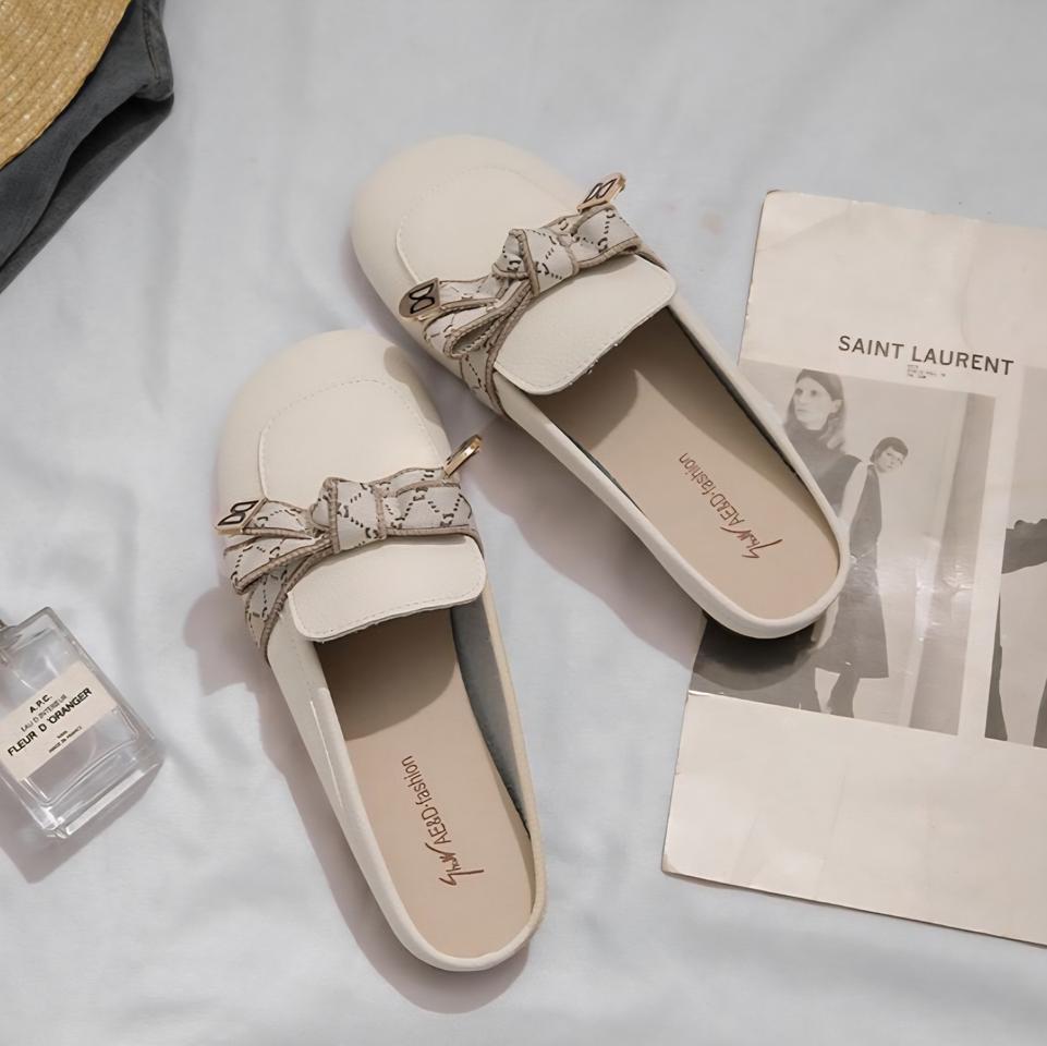 리본 뮬 슬리퍼 아이보리/베이지