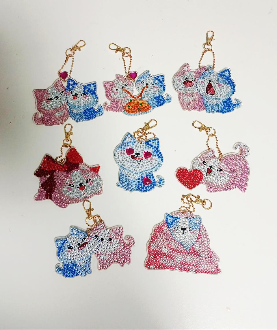 보석십자수 키링 완성품 8개