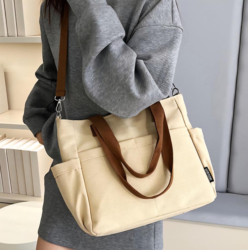 캔버스 크로스백 아이보리/블랙