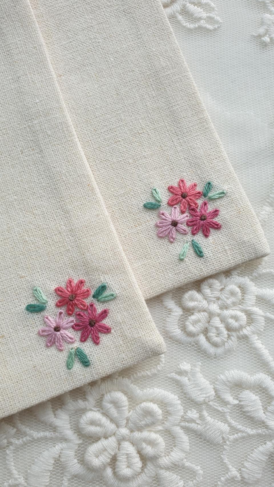 프랑스자수 코튼린넨 티코스터(2장 세트)