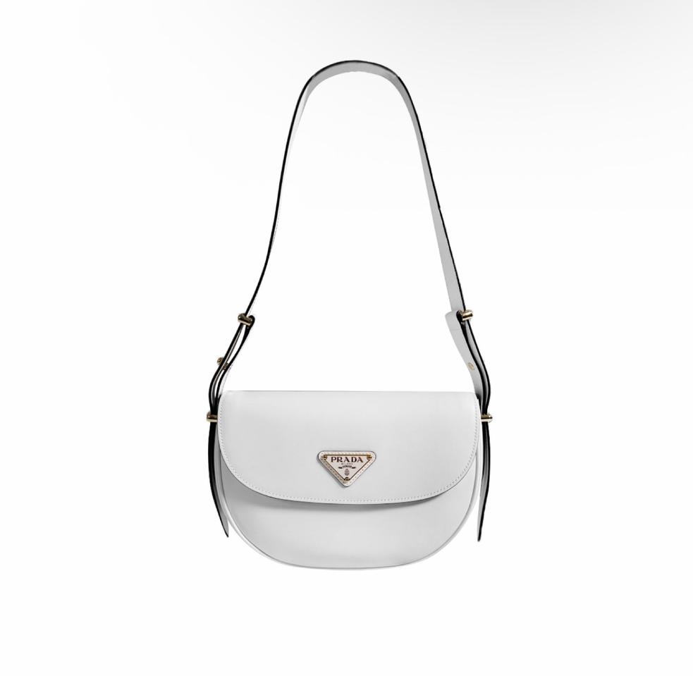 프라다 여성 아르케 삼각로고 플랩 레더 숄더백 화이트 1BD365