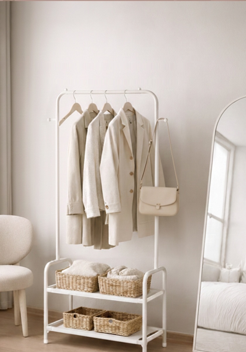 2단 스틸 스탠드 행거 블랙 화이트