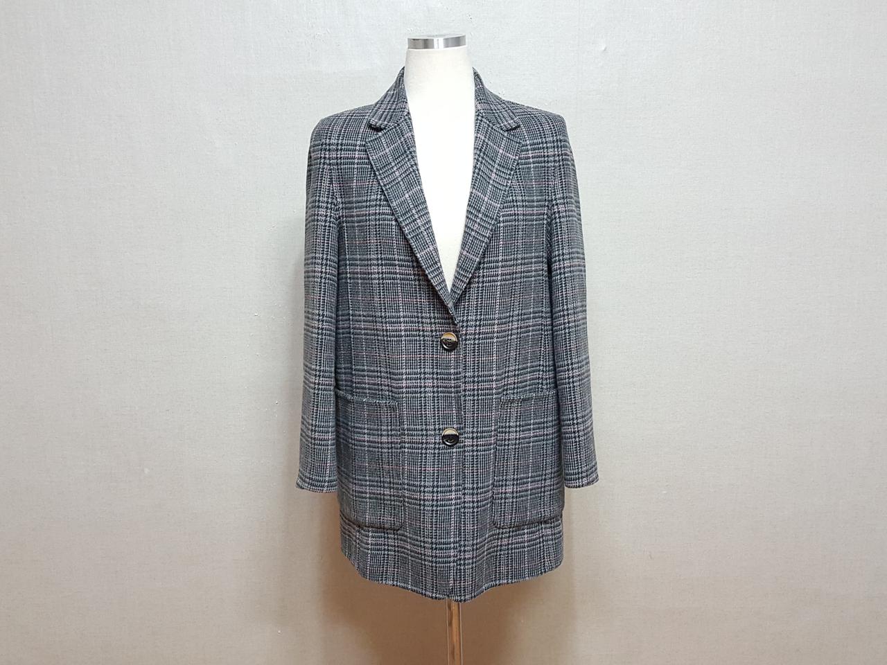 초봄용)지컷 핸드메이드 울 트위드 박시 여성자켓 55-66 상태우수