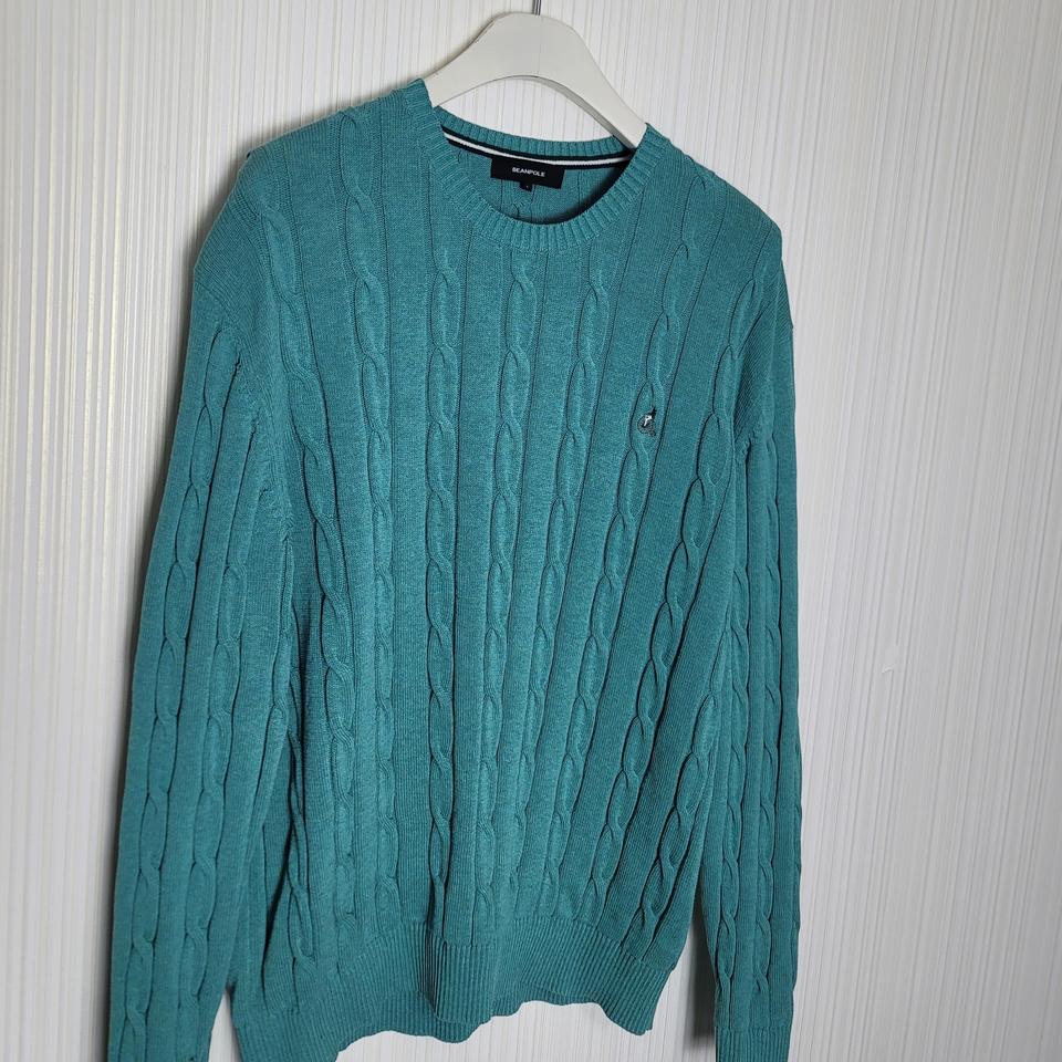 105L 빈폴 에센셜 케이블 니트 코튼 에메랄드그린