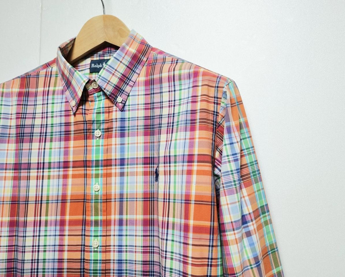 남성 폴로 랄프로렌 POLO 멀티컬러 타탄 체크 패턴 긴팔 남방 셔츠