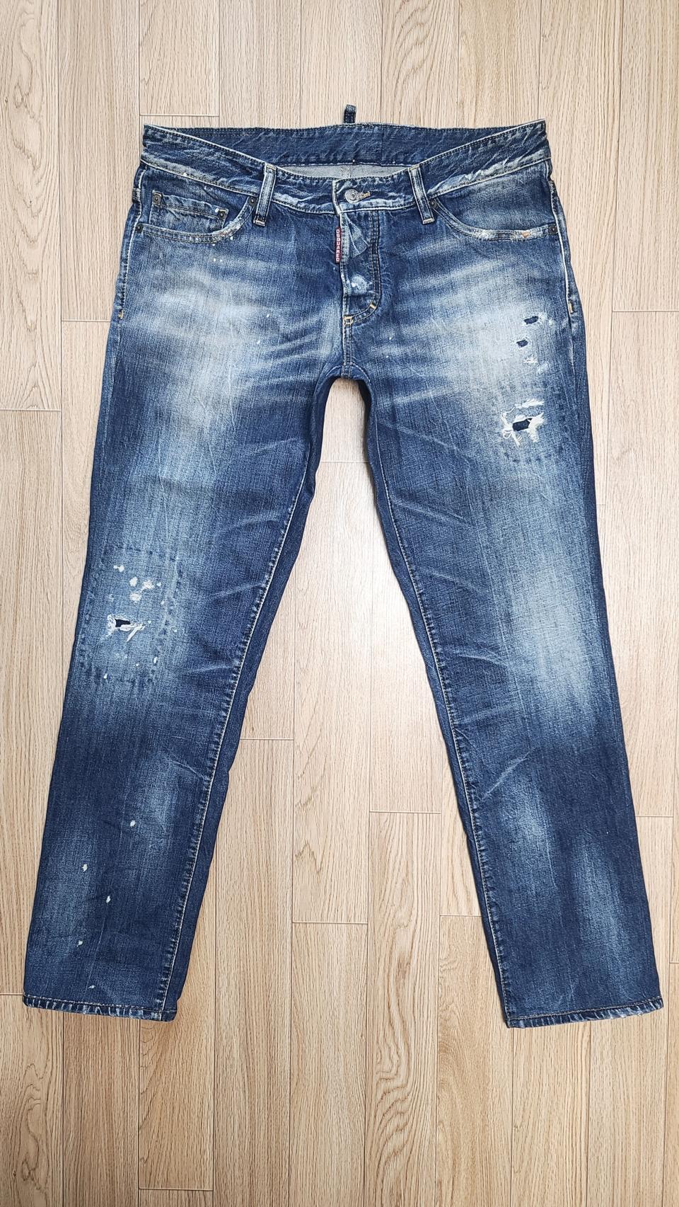 정품 디스퀘어드 가죽패치 슬림진 청바지 50 52