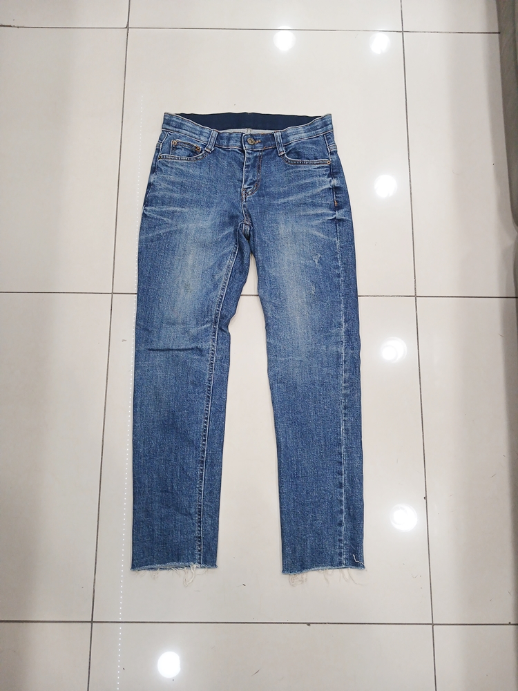 데님컬렉션 M 허리밴딩 빈티지 일자 중고 청바지 오염 