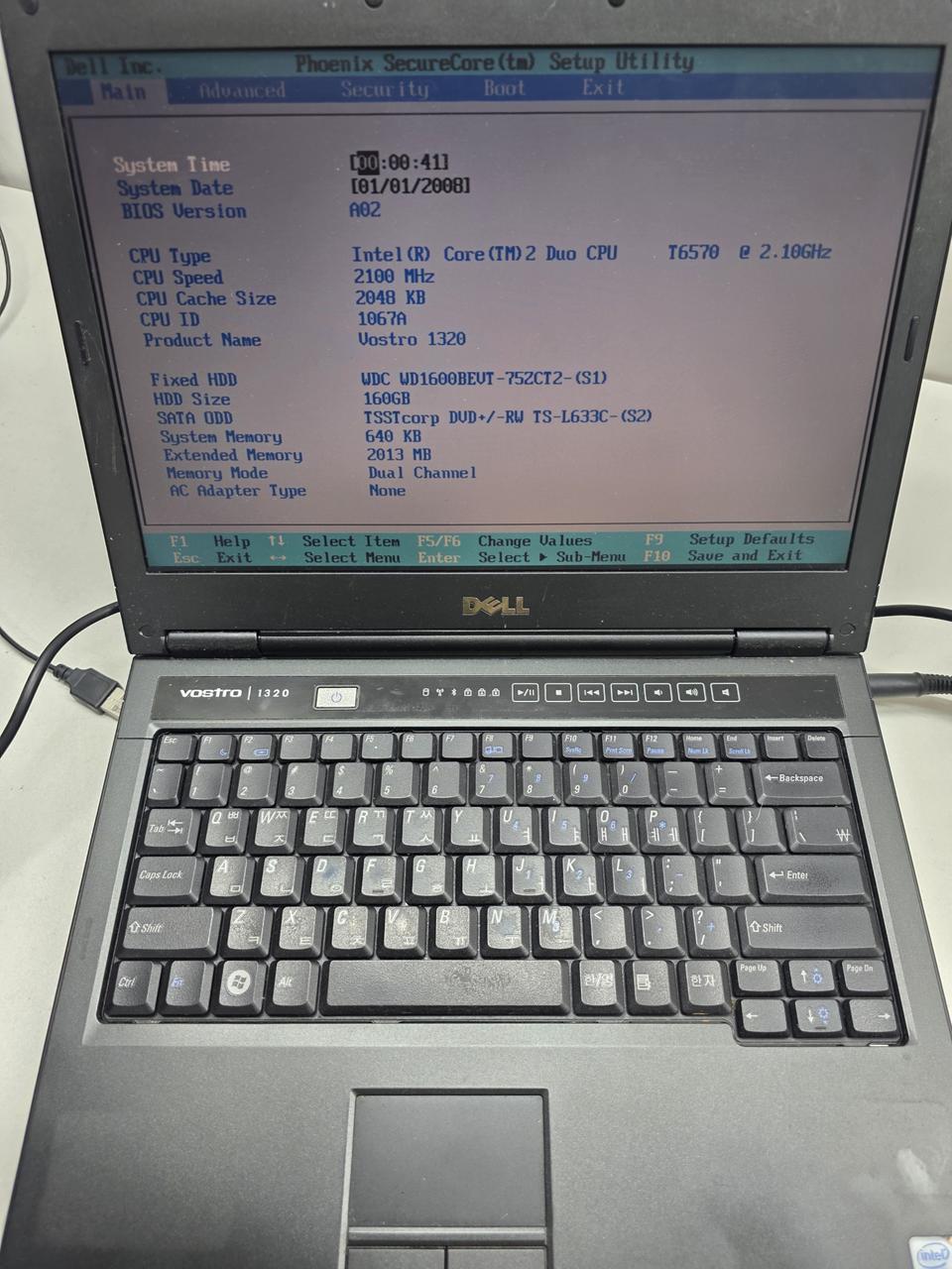 구형Dell Vostro1320 노트북 작동정동