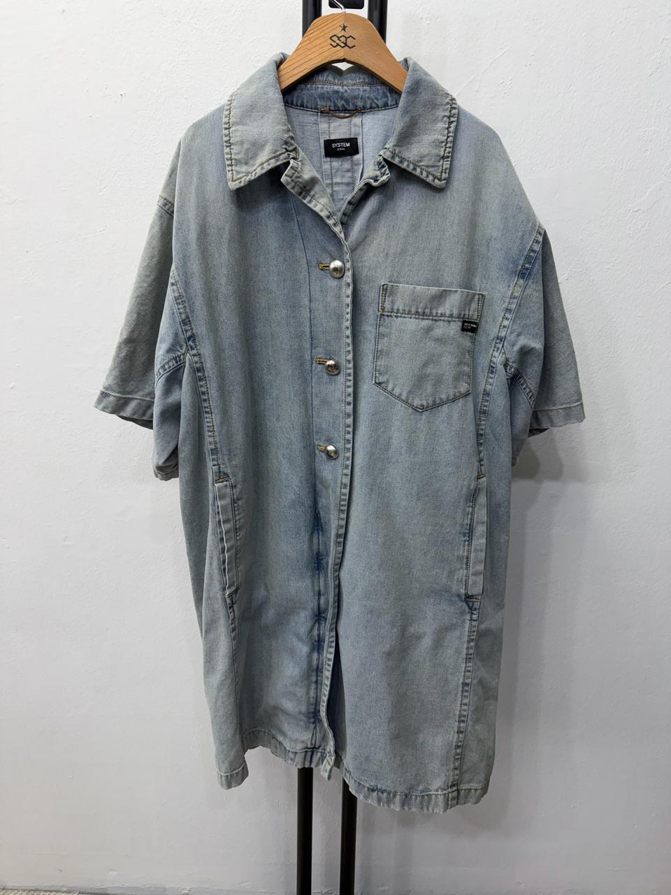 정품) 시스템 한섬 23ss 오버핏 워싱 데님 셔츠 자켓 82
