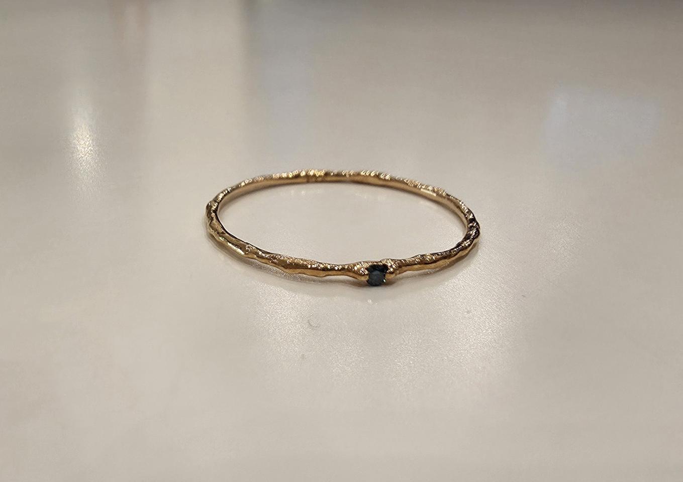 14k핑크골드_블루다이아 링