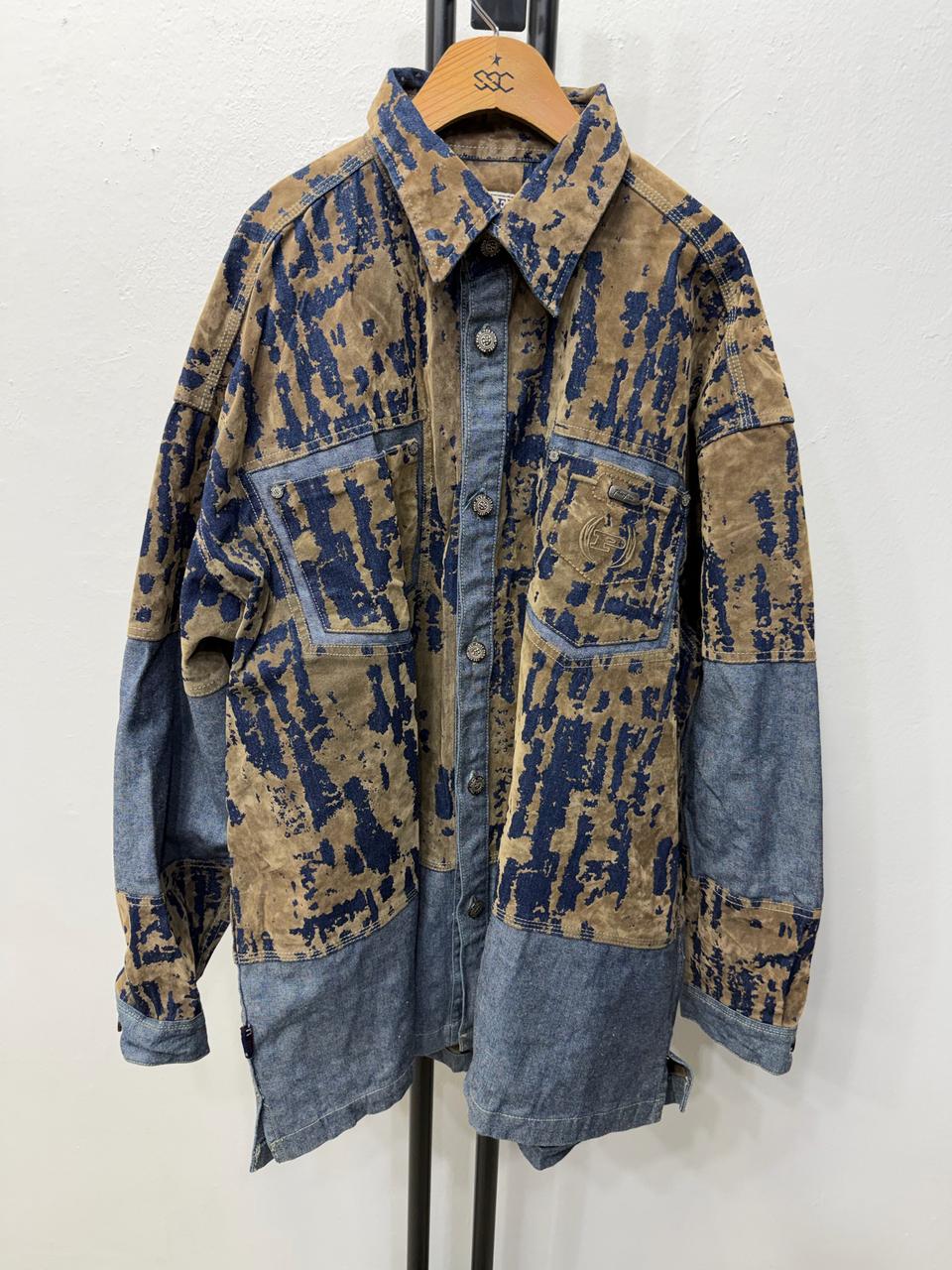 정품) PHAT FARM 팻팜 빅로고 데님 셔츠 자켓 XXL